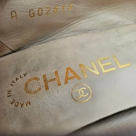 Chanel CC Cap Toe Ballet Flat Slipper Brown Bronze Leather Size 36.5 US 5.5 6 - Picture 8 of 11